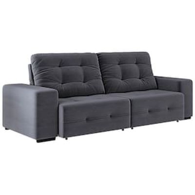 Sofá 4 Lugares Linoforte Bonno Retrátil e Reclinável com 230 cm de Largura e Revestido em Tecido Suede Cinza