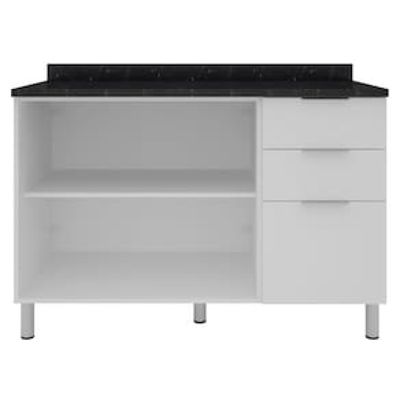 Balcão Triplo Bartira Rubi com 2 Portas, 3 Gavetas e 1 Prateleira - 120,1cm de largura Branco