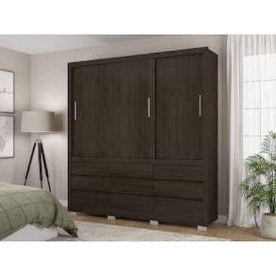 Guarda-Roupa Casal Bartira Arezzo com 207,4 cm de Largura, 3 Portas e 9 Gavetas Externas Marrom