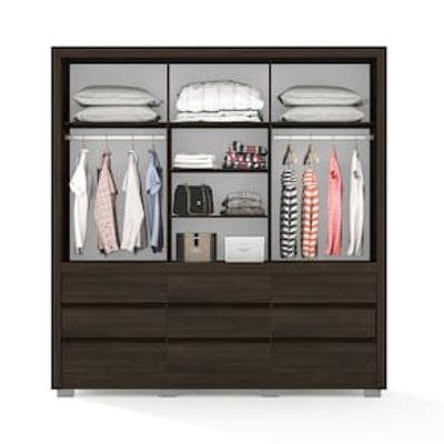 Guarda-Roupa Casal Bartira Arezzo com 207,4 cm de Largura, 3 Portas e 9 Gavetas Externas Marrom
