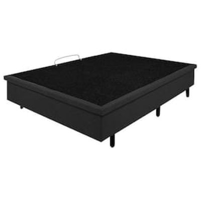 Base Box para Colchão de Casal MGA Lift Cotton com Baú e Pistão à Gás - 39x138x188cm Preto