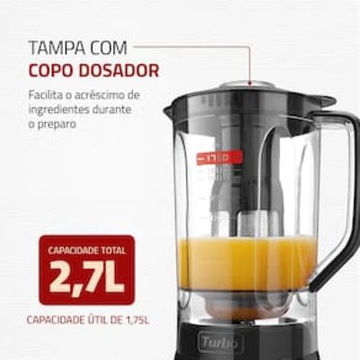 Liquidificador Mondial Turbo Full Black L900FB Preto 900W com 5 Velocidades Preto / 110