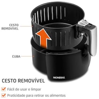 Fritadeira Elétrica Sem Óleo Air Fryer Mondial AF-30 Family Inox IV 3,5l  Preta Preto / 110