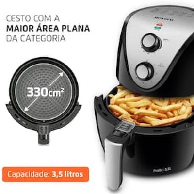 Fritadeira Elétrica Sem Óleo Air Fryer Mondial AF-30 Family Inox IV 3,5l  Preta Preto / 110