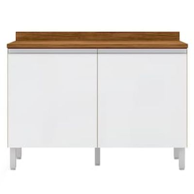 Balcão Duplo Bartira Jaspe com 2 Portas e 1 Prateleira - 120,1cm de largura Branco