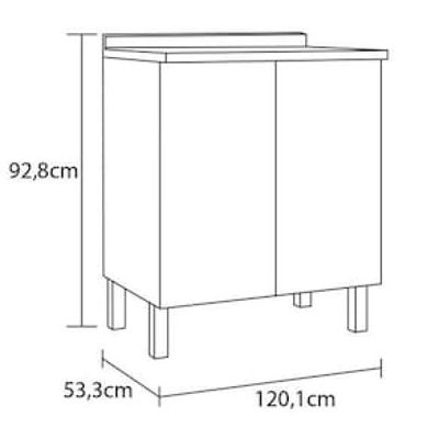 Balcão Duplo Bartira Jaspe com 2 Portas e 1 Prateleira - 120,1cm de largura Branco
