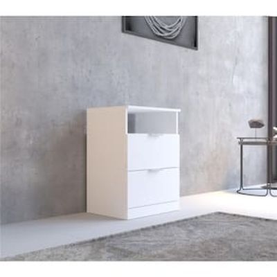 Mesa de Cabeceira Bartira Versatti com 2 Gavetas Branco