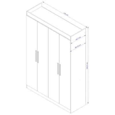 Guarda-Roupa Bartira Ville com 4 Portas, 2 Gavetas e 2 Prateleiras - 134cm de largura Bege