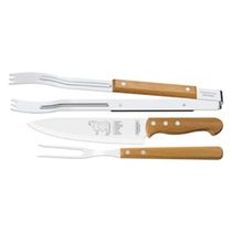 Conjunto para Churrasco Tramontina Dynamic em Aço Inox e Madeira – 3 Peças