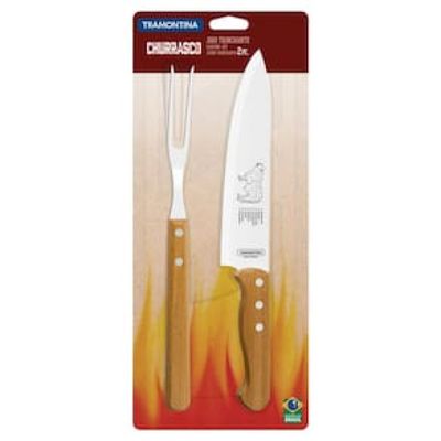 Conjunto para Churrasco Trinchante Tramontina Dynamic em Aço Inox e Madeira – 2 Peças
