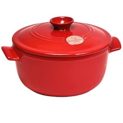 Caçarola com Tampa 2,5 L Emile Henry em Cerâmica Vermelha - 22 cm