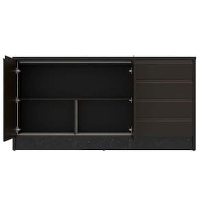 Bancada Bartira Gourmet com 2 Portas, 4 Gavetas e 1 Prateleira - 180,6cm de largura Preto