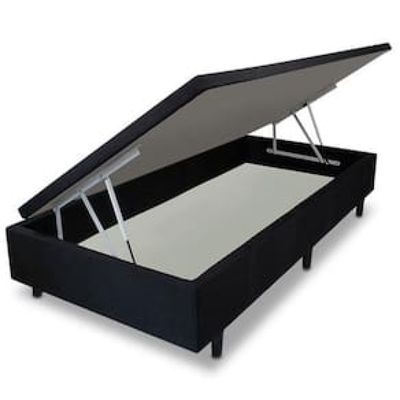 Base Box para Colchão de Solteiro MGA Lift Cotton com Baú e Pistão à Gás - 39x88x188cm Preto