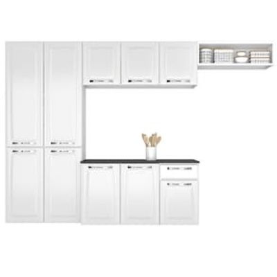 Cozinha Compacta Itatiaia Amanda Plus com 10 Portas, 1 Gaveta e 8 Prateleiras - 245cm de largura Branco