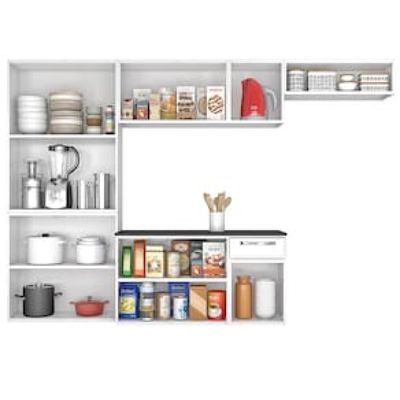 Cozinha Compacta Itatiaia Amanda Plus com 10 Portas, 1 Gaveta e 8 Prateleiras - 245cm de largura Branco
