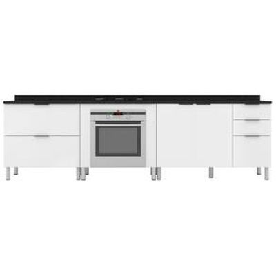 Cozinha Compacta Bartira Rubi com 2 Portas, 5 Gavetas e 1 Prateleira - 280,3cm de largura Branco