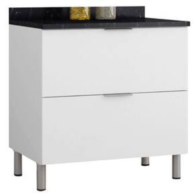Cozinha Compacta Bartira Rubi com 2 Portas, 5 Gavetas e 1 Prateleira - 280,3cm de largura Branco