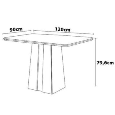 Mesa de Jantar DJ Móveis Raquel - 79,6 x 120 x 90cm Bege