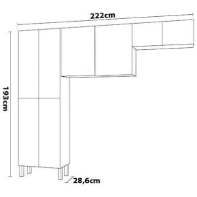 Cozinha Compacta Kit`s Paraná Nala com 8 Portas e 4 Prateleiras - 222cm de largura Cinza