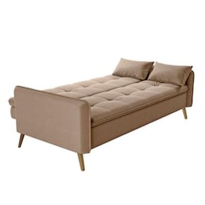 Sofá-cama Matrix Donna em Veludo com 200cm de Largura Bege