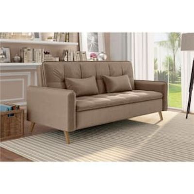 Sofá-cama Matrix Donna em Veludo com 200cm de Largura Bege