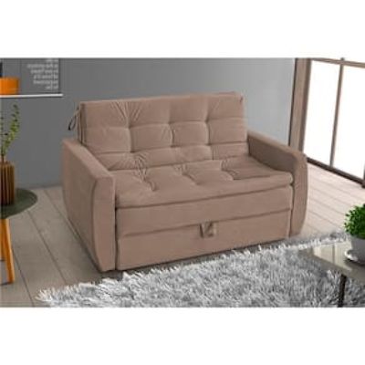 Sofá-cama Matrix Taylor em Tecido Veludo Bege