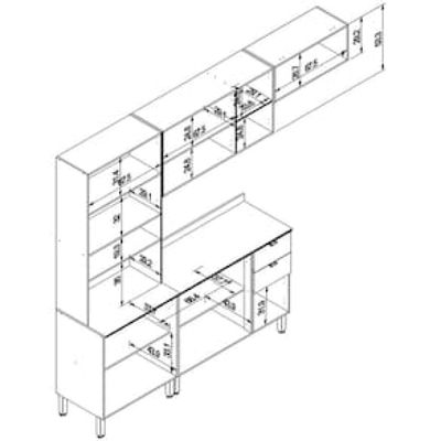 Cozinha Completa Bartira Joy com 11 Portas, 2 Gavetas, 5 Prateleiras e Nicho para Micro-ondas - 244,5cm de largura Branco