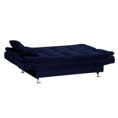 Sofá-cama Matrix Leone em Tecido Veludo Plush 180cm de Largura Azul Marinho