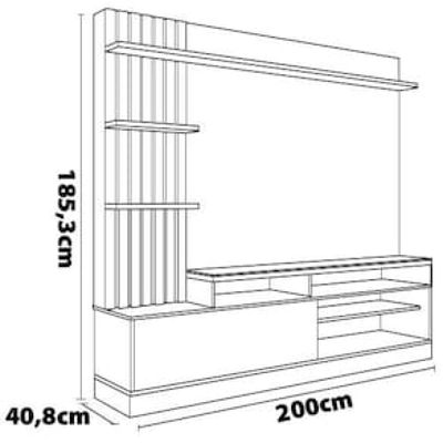 Painel Home Colibri Maceió com 4 Prateleiras, 4 Nichos, para TVs até 65 Off White