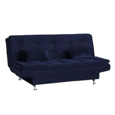 Sofá-cama Matrix Leone em Tecido Veludo Plush 180cm de Largura Azul Marinho