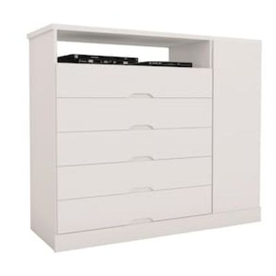 Cômoda Mademarcs Braga com 5 Gavetas e 1 Porta Branco