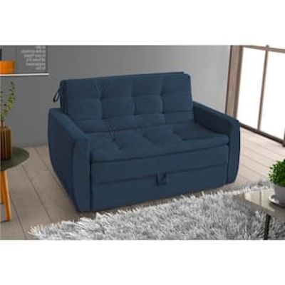 Sofá-cama Matrix Taylor em Tecido Veludo Azul Marinho