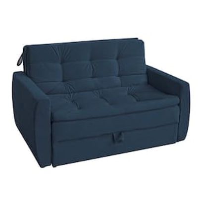 Sofá-cama Matrix Taylor em Tecido Veludo Azul Marinho