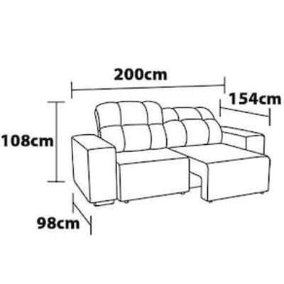 Sofá 3 Lugares Linoforte Bonno com 200 cm de Largura, Retrátil e Reclinável, Revestido em Tecido Suede Cinza
