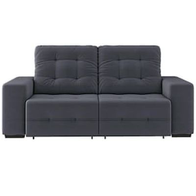 Sofá 3 Lugares Linoforte Bonno com 200 cm de Largura, Retrátil e Reclinável, Revestido em Tecido Suede Cinza