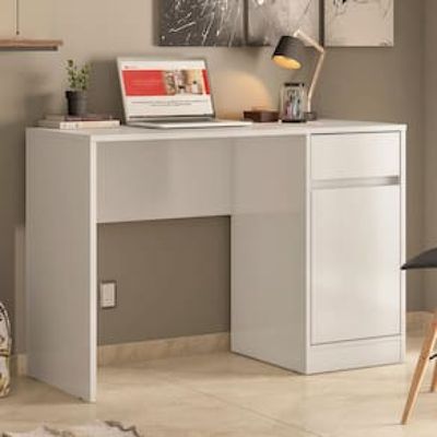 Escrivaninha Demóbile Office Morada com 1 Porta e 1 Gaveta Branco