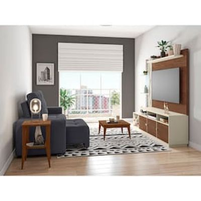Sofá 3 Lugares Linoforte Bonno com 200 cm de Largura, Retrátil e Reclinável, Revestido em Tecido Suede Cinza