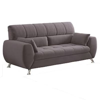 Sofá de 3 Lugares Linoforte Bélgica com 204 cm de Largura e Revestido em Tecido Suede Cinza