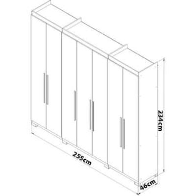 Guarda-Roupa Casal Bartira Diplomata com 255,6cm de Largura, 7 Portas e 6 Gavetas Marrom