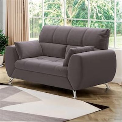 Sofá de 2 Lugares Linoforte Bélgica com 154 cm de Largura e Revestido em Tecido Suede Cinza