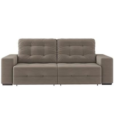 Sofá 4 Lugares Linoforte Bonno Retrátil e Reclinável com 230 cm de Largura e Revestido em Tecido Suede Bege