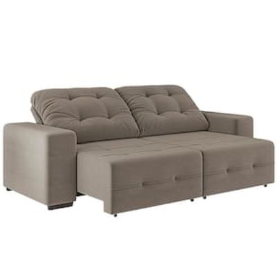 Sofá 4 Lugares Linoforte Bonno Retrátil e Reclinável com 230 cm de Largura e Revestido em Tecido Suede Bege