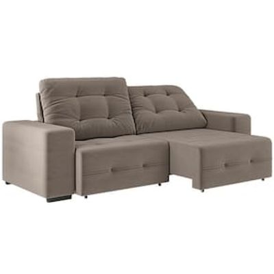 Sofá 4 Lugares Linoforte Bonno Retrátil e Reclinável com 230 cm de Largura e Revestido em Tecido Suede Bege