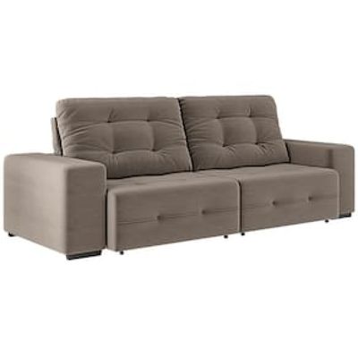 Sofá 4 Lugares Linoforte Bonno Retrátil e Reclinável com 230 cm de Largura e Revestido em Tecido Suede Bege