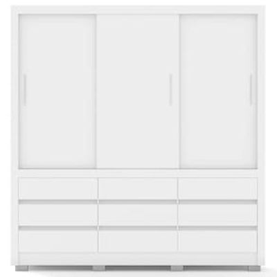 Guarda-Roupa Casal Bartira Arezzo com 207,4 cm de Largura, 3 Portas e 9 Gavetas Externas Branco