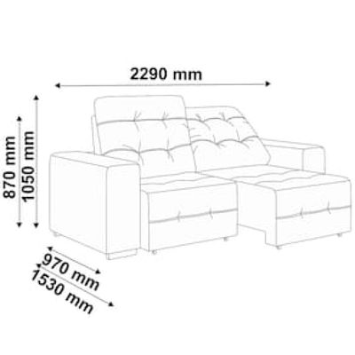 Sofá 4 Lugares Linoforte Bonno Retrátil e Reclinável com 230 cm de Largura e Revestido em Tecido Suede Bege
