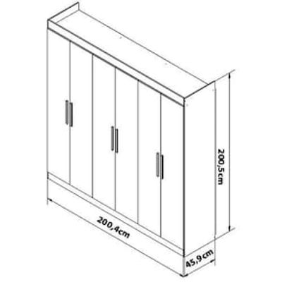 Guarda-Roupa Casal Bartira Ville com 6 Portas e 2 Gavetas Branco