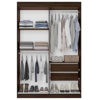 Guarda-Roupa Bartira Ville com 4 Portas, 2 Gavetas e 2 Prateleiras - 134cm de largura Marrom