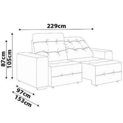 Sofá 4 Lugares Linoforte Bonno Retrátil e Reclinável com 230 cm de Largura e Revestido em Tecido Suede Cinza