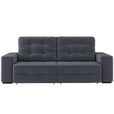 Sofá 4 Lugares Linoforte Bonno Retrátil e Reclinável com 230 cm de Largura e Revestido em Tecido Suede Cinza
